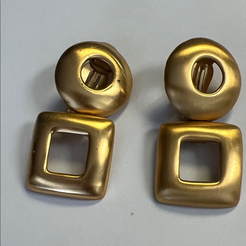 Gold Geometric Clip-On Earrings